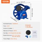 VEVOR  Κεφαλή Αντλίας Αεροσυμπιεστή 5.5HP 5.75CFM @ 90PSI 2-Κύλινδρος Πιστονιού KQYSJBTSGBTCUHG46V0 - Image 6