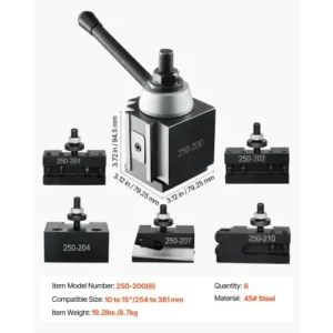 VEVOR Σετ 6 Τεμαχίων Βάσεις Εργαλείων Ταχείας Αλλαγής για Τόρνο 10"-15" KSDJ6JT1015IAXNW2V0 - Image 5