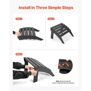 VEVOR Πτυσσόμενο Υποπόδιο Adirondack HDPE Μαύρο KZDADLDKTTBPJARZTV0 - Image 3