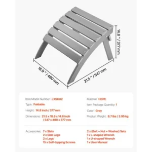 VEVOR Πτυσσόμενο Υποπόδιο HDPE Γκρι KZDADLDKTTBPQPLYBV0 - Image 6