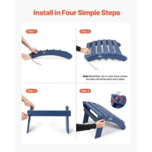 VEVOR Σετ 2 Υποπόδια Adirondack HDPE Μπλε KZDADLDKTTQP1RT1QV0 - Image 3