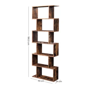 Ξύλινη Βιβλιοθήκη με 6 Ράφια 70 x 24 x 190.5 cm VASAGLE LBC61BX - Image 3