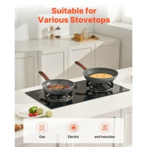 VEVOR Σετ 3 Αντικολλητικών Τηγανιών Αλουμινίου σε Γκρι απόχρωση LCGSJTMFSTC9SVAUG001V0 - Image 5