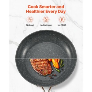 VEVOR Σετ Τηγανιών Αλουμινίου 3τμχ με Χειρολαβή - Γκρι Θερμασμένο LCGSJTTCTC81TK7PX001V0 - Image 3