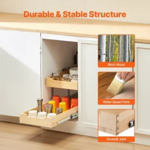 VEVOR Διπλό Συρόμενο Ντουλάπι Οργάνωσης με Απαλό Κλείσιμο Ξύλινο Συρτάρι 14"Π x 21"Β LCSCTJMS2C146U2CWV0 - Image 2