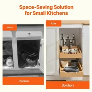 VEVOR Διπλό Συρόμενο Ντουλάπι Οργάνωσης με Απαλό Κλείσιμο Ξύλινο Συρτάρι 14"Π x 21"Β LCSCTJMS2C146U2CWV0 - Image 3