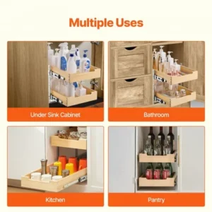 VEVOR Διπλό Συρόμενο Ντουλάπι Οργάνωσης με Απαλό Κλείσιμο Ξύλινο Συρτάρι 14"Π x 21"Β LCSCTJMS2C146U2CWV0 - Image 5