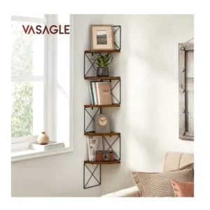Γωνιακή Ξύλινη/Μεταλλική Ραφιέρα με 5 Ράφια 20 x 20 x 127.5 cm VASAGLE LLS851B01 - Image 3