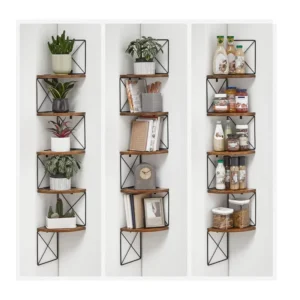 Γωνιακή Ξύλινη/Μεταλλική Ραφιέρα με 5 Ράφια 20 x 20 x 127.5 cm VASAGLE LLS851B01 - Image 5