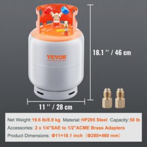 VEVOR Ανάκτηση Ψυκτικού 50lb Δεξαμενή 400 PSI Y Βαλβίδα LMHSGWFDK501495VYV0 - Image 6