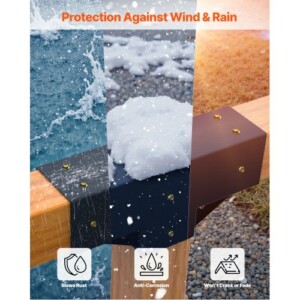 VEVOR Σετ Βραχιολιών Περγκολας 3-Way για Ξυλεία 3.5x3.5 (4 τεμ.) LPJJ4PCS4X4IQ3OC8001V0 - Image 4