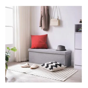 Πτυσσόμενο Σκαμπό με Αποθηκευτικό Χώρο Χρώματος Γκρι 110 x 38 x 38 cm Songmics LSF77G - Image 2