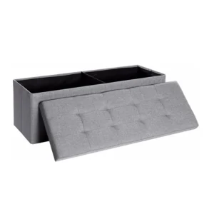 Πτυσσόμενο Σκαμπό με Αποθηκευτικό Χώρο Χρώματος Γκρι 110 x 38 x 38 cm Songmics LSF77G