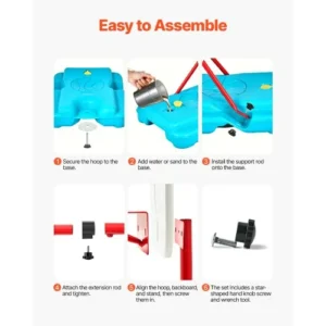 VEVOR Ρυθμιζόμενο Φορητό Παιδικό Μπασκετικό Τέρμα για Παιδιά LSLQJJS190CMOMNSUV0 - Image 3