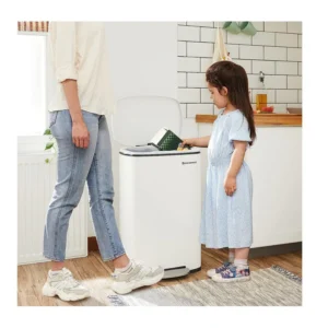 Μεταλλικός Κάδος Απορριμμάτων από Ατσάλι με Σύστημα Soft-Close 50 Lt Songmics LTB101W01 - Image 2