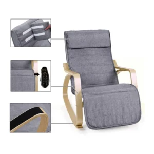 Ξύλινη Κουνιστή Πολυθρόνα με Ρυθμιζόμενο Υποπόδιο 67 x 91 x 115 cm Songmics LYY11G - Image 2