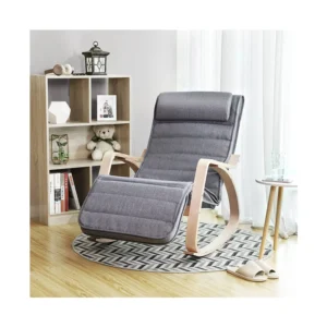 Ξύλινη Κουνιστή Πολυθρόνα με Ρυθμιζόμενο Υποπόδιο 67 x 91 x 115 cm Songmics LYY11G - Image 4