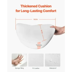 VEVOR Σκαμπό Σέλας με Ρόδες PU Δέρμα Ρυθμιζόμενο Ύψος Λευκό MADBSJSMADWKZES31V0 - Image 2