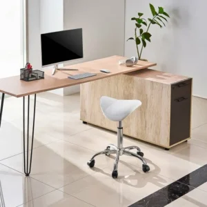 VEVOR Σκαμπό Σέλας με Ρόδες PU Δέρμα Ρυθμιζόμενο Ύψος Λευκό MADBSJSMADWKZES31V0 - Image 7