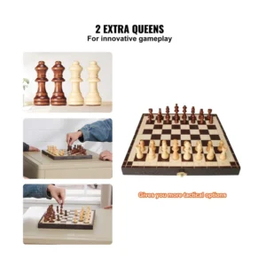 Μαγνητικό Ξύλινο Σκάκι με 34 Πιόνια 29 x 29 x 7 cm VEVOR MZGJXQ12YCSSTUH2IV0 - Image 5