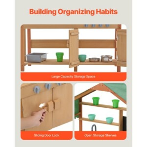 VEVOR Παιδική Ξύλινη Κουζίνα Λάσπης Εξωτερικού Χώρου για Παιχνίδι Ρόλων NJCFTPK40INCI1U56V0 - Image 5