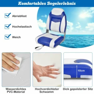 Costway  Πτυσσόμενο Κάθισμα Σκάφους με Εργονομική Πλάτη και Ανθεκτικό PVC Υλικό NP10522BL-2 - Image 4