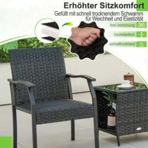 Costway  Σετ Βεράντας με Άνετες Καρέκλες και Λειτουργικό Τραπεζάκι Καφέ από PE-Rattan NP11280 - Image 4