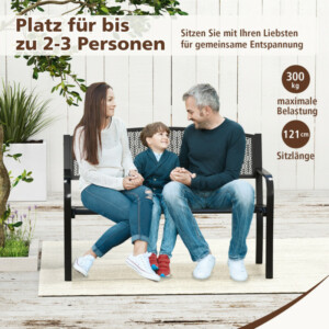 Costway Μαύρος Μεταλλικός Πάγκος Κήπου για 2 Άτομα με Μπράτσα, 128 x 60 x 86 cm NP12197BK - Image 4