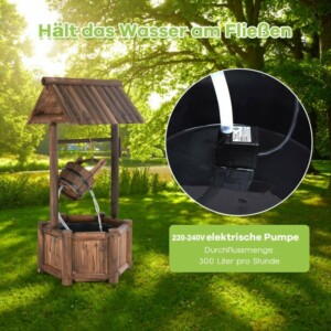 Costway  Ξύλινο Διακοσμητικό Σιντριβάνι Ευχών με Αντλία για Κήπο ή Βεράντα OP3551DE - Image 4