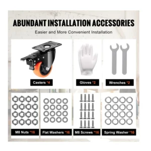 Σετ Περιστρεφόμενα Ροδάκια Βαρέως Τύπου για Έπιπλα 452 Kg 4 τμχ VEVOR PBJLCSJAZ4J27UKMWV0 - Image 9