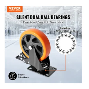 Σετ Περιστρεφόμενα Ροδάκια Βαρέως Τύπου για Έπιπλα 816 Kg 4 τμχ VEVOR PBJLCSJAZ4J4XPOVCV0 - Image 4
