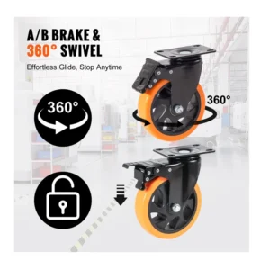 Σετ Περιστρεφόμενα Ροδάκια Βαρέως Τύπου για Έπιπλα 816 Kg 4 τμχ VEVOR PBJLCSJAZ4J4XPOVCV0 - Image 5