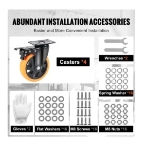 Σετ Περιστρεφόμενα Ροδάκια Βαρέως Τύπου για Έπιπλα 816 Kg 4 τμχ VEVOR PBJLCSJAZ4J4XPOVCV0 - Image 9