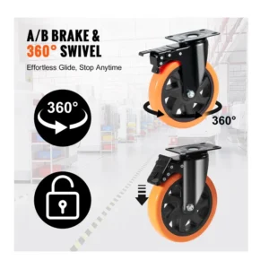 Σετ Περιστρεφόμενα Ροδάκια Βαρέως Τύπου για Έπιπλα 1272 Kg 4 τμχ VEVOR PBJLCSJAZ4J56BOYXV0 - Image 5