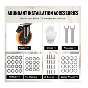 Σετ Περιστρεφόμενα Ροδάκια Βαρέως Τύπου για Έπιπλα 1272 Kg 4 τμχ VEVOR PBJLCSJAZ4J56BOYXV0 - Image 9