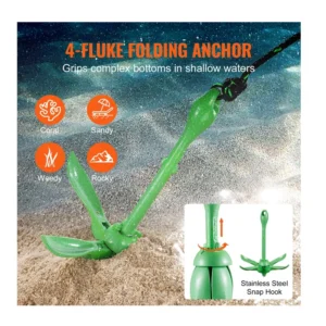 Πτυσσόμενη Άγκυρα για Κανό Καγιάκ από Χυτοσίδηρο 1.5 Kg με Σχοινί και Σημαδούρα VEVOR PHTMYJTPSG35NCT7KV0 - Image 3