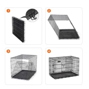 Αναδιπλούμενο Μεταλλικό Κλουβί Σκύλου με 2 Πόρτες 92.5 x 57.5 x 64 cm Feandrea PPD36BK - Image 3