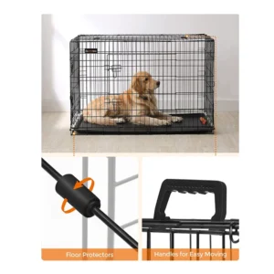 Αναδιπλούμενο Μεταλλικό Κλουβί Σκύλου με 2 Πόρτες 122 x 74.5 x 80.5 cm Feandrea PPD48H - Image 3