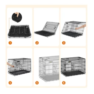 Αναδιπλούμενο Μεταλλικό Κλουβί Σκύλου με 2 Πόρτες 122 x 74.5 x 80.5 cm Feandrea PPD48H - Image 6