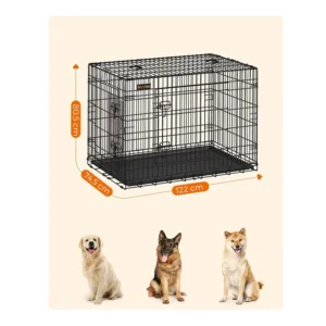 Αναδιπλούμενο Μεταλλικό Κλουβί Σκύλου με 2 Πόρτες 122 x 74.5 x 80.5 cm Feandrea PPD48H - Image 7