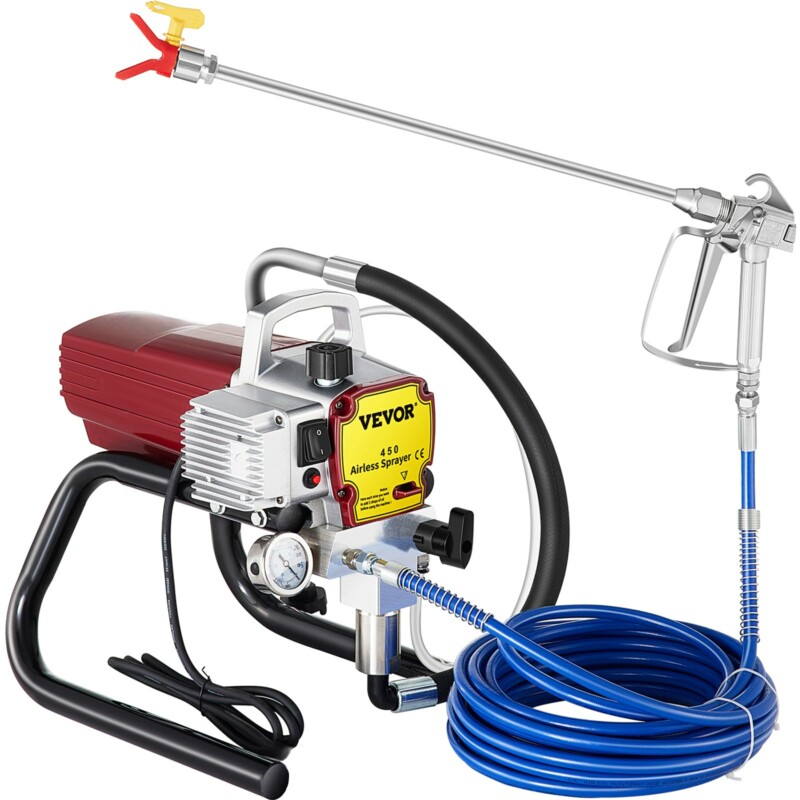 VEVOR Ηλεκτρικό Airless Sprayer Χρώματος 1500W με Ρυθμιζόμενη Πίεση 22Mpa και Σωλήνα 15m για Τοίχους & Οροφές/Ξύλο & Μέταλλο PTJ1500WGYWQPTJ01V2 VEVOR Ηλεκτρικό Airless Sprayer Χρώματος 1500W με Ρυθμιζόμενη Πίεση 22Mpa και Σωλήνα 15m για Τοίχους & Οροφές/Ξύλο & Μέταλλο PTJ1500WGYWQPTJ01V2