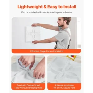 VEVOR Πάνελ Τοίχου 3D 33-Τεμαχίων 11.81x11.81'' PVC 32 Τ.Π. Κάλυψη Λευκό Floral PVC3DQBXDYSJ05PSDV0 - Image 5