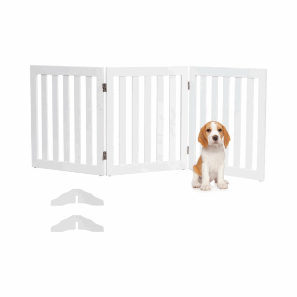 Costway Πεντάφυλλη Ελεύθερη Πτυσσόμενη Πόρτα Κατοικιδίων από MDF για Μικρά Ζώα PW10054WH