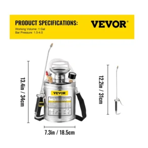 Ψεκαστήρας Χειρός Πίεσης από Ανοξείδωτο Ατσάλι 4 Lt VEVOR PWQBXG4L000000001V0 - Image 7