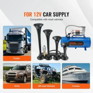 Σετ Κόρνας Τρένου VEVOR, 4 Σάλπιγγες, 150dB, 12V Συμπιεστής 120 psi με Δοχείο 6L για Οχήματα  QLBYCQGTZ12VRGCVHV9 - Image 5
