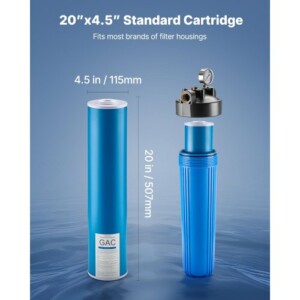 VEVOR Ανταλλακτικό Φίλτρο Νερού Ολόκληρου Σπιτιού 4.5"x20" GAC Άνθρακα 1 Τεμάχιο QWSGLQLXGACGADTZI001V0 - Image 3