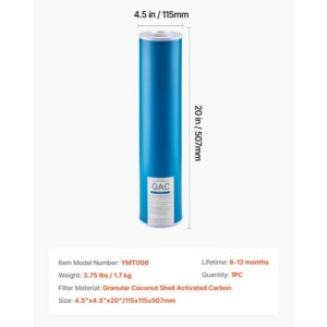 VEVOR Ανταλλακτικό Φίλτρο Νερού Ολόκληρου Σπιτιού 4.5"x20" GAC Άνθρακα 1 Τεμάχιο QWSGLQLXGACGADTZI001V0 - Image 6