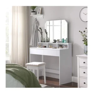 Ξύλινο Μπουντουάρ με Πτυσσόμενο Καθρέπτη 100 x 40 x 142 cm VASAGLE RDT115W01 - Image 4