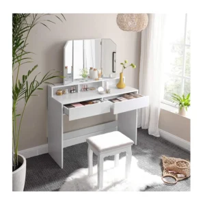 Ξύλινο Μπουντουάρ με Πτυσσόμενο Καθρέπτη 100 x 40 x 142 cm VASAGLE RDT115W01 - Image 5