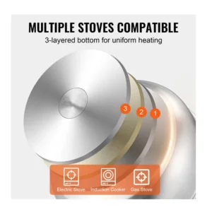 Ανοξείδωτη Κατσαρόλα Ατμού 3 Επιπέδων 28 cm VEVOR SCZG28CM0000NDJSGV0 - Image 3